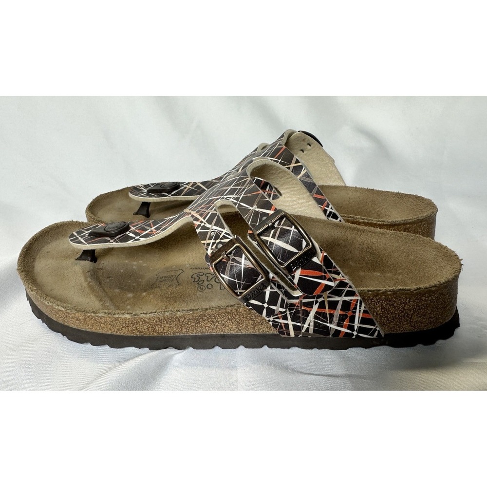 Birki's Birkenstock Thonged Brown Splatter Sandal Slip On Women's Size 8.5